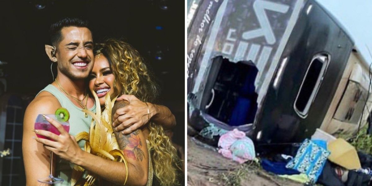 Ônibus de Kevi Jonny capota na BR-242; Sthe Matos estava no veículo