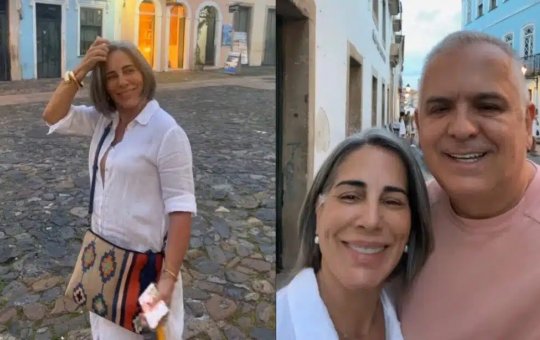 Glória Pires e Orlando Morais fazem passeio pelo Centro Histórico de Salvador