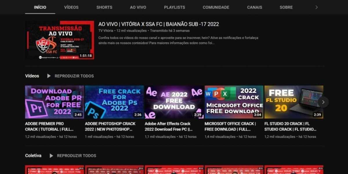 Vitória volta a ser alvo de hackers; canal no YouTube foi invadido