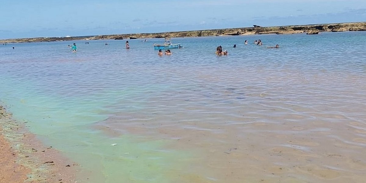 Substância esverdeada e de forte odor é registrada na Ilha de Boipeba