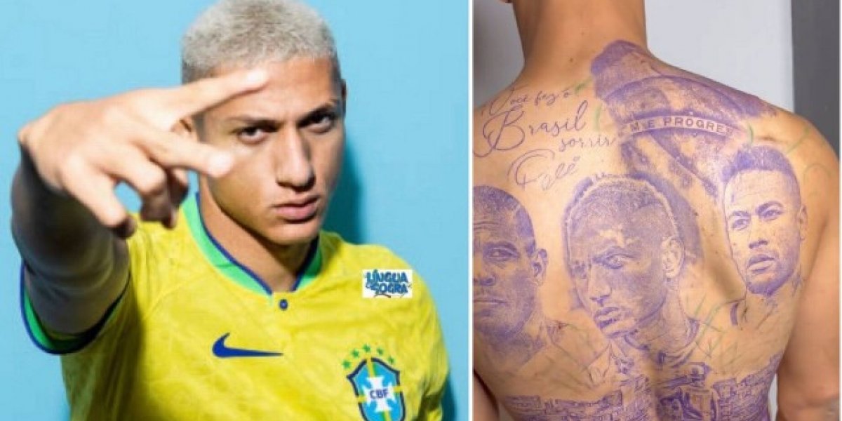 Richarlison homenageia Pelé, Ronaldo e Neymar com tatuagem nas costas
