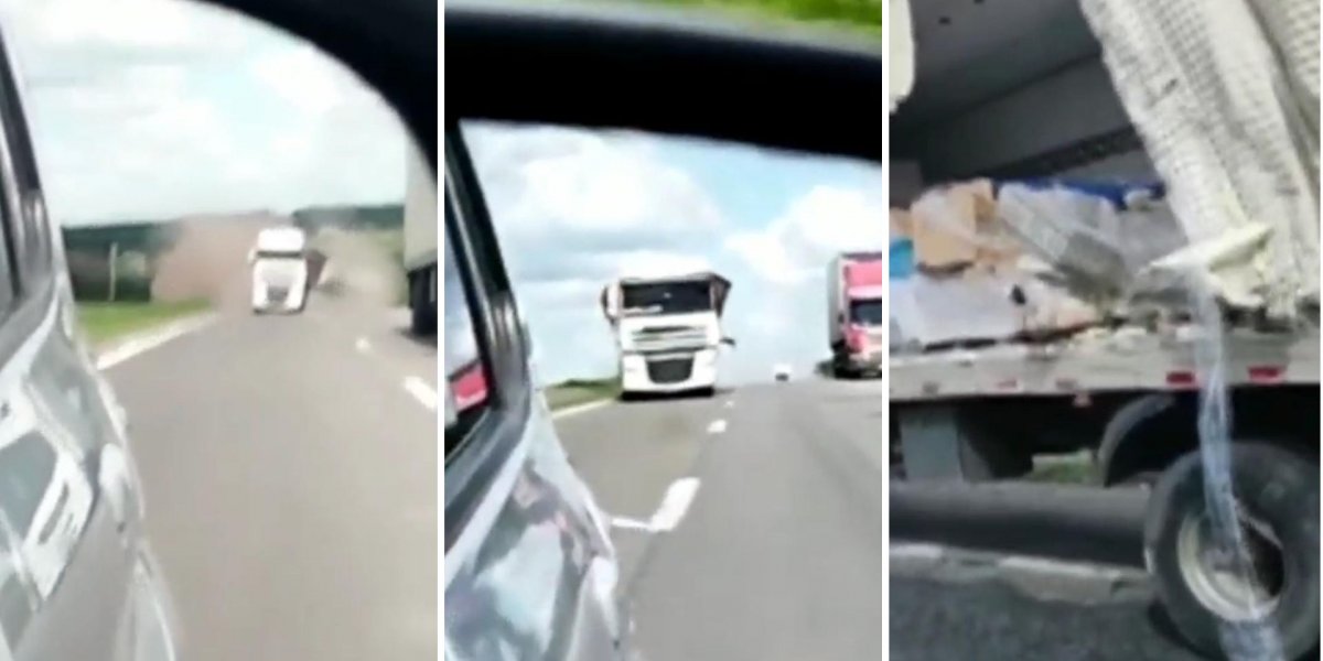 Carreta desgovernada faz zigue-zague na BR-116, na Bahia