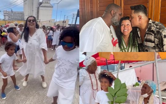 Regina Casé publica momentos curtindo Lavagem do Bonfim ao lado de famosos