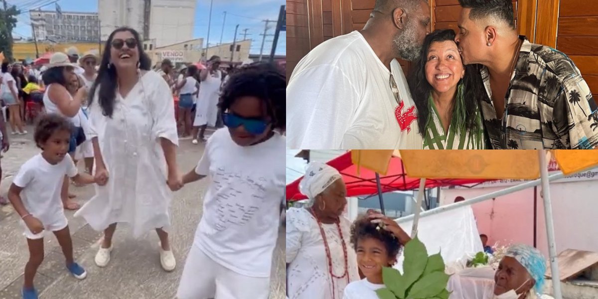 Regina Casé publica momentos curtindo Lavagem do Bonfim ao lado de famosos