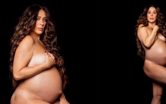 Cláudia Raia exibe barrigão em último ensaio grávida