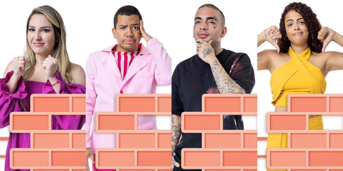 BBB 23: Amanda, Bruno Gaga, Guimê e Paula estão no paredão