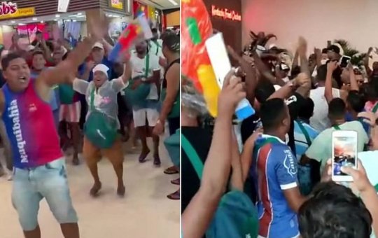 Entrega de fantasias das Muquiranas termina com 'carnaval' em shopping, assista