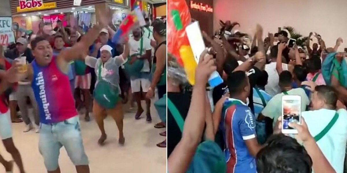 Entrega de fantasias das Muquiranas termina com 'carnaval' em shopping, assista