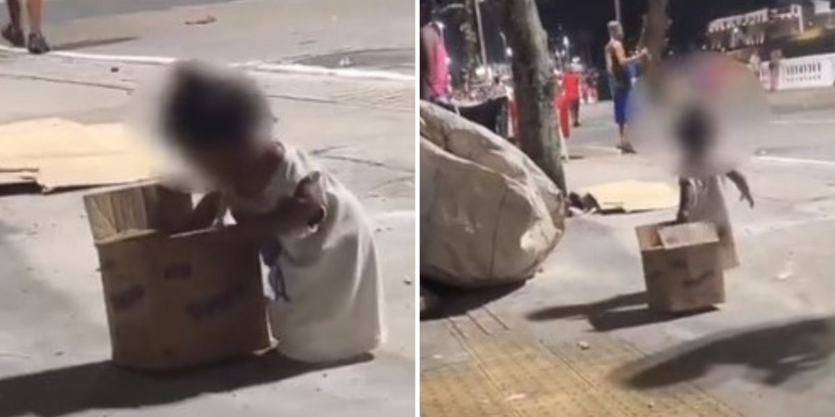 Criança em condição de vulnerabilidade é vista no circuito do Carnaval