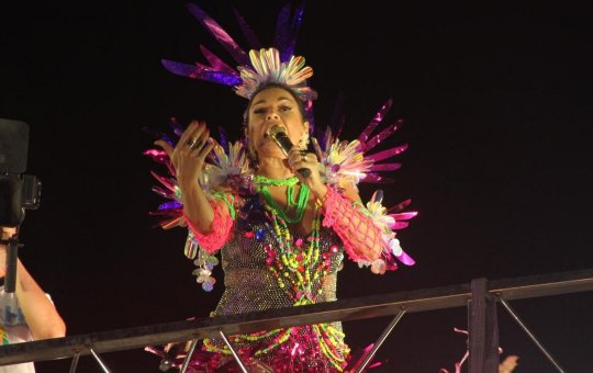 Com fantasia em alusão à economia sustentável, Daniela Mercury agita Carnaval