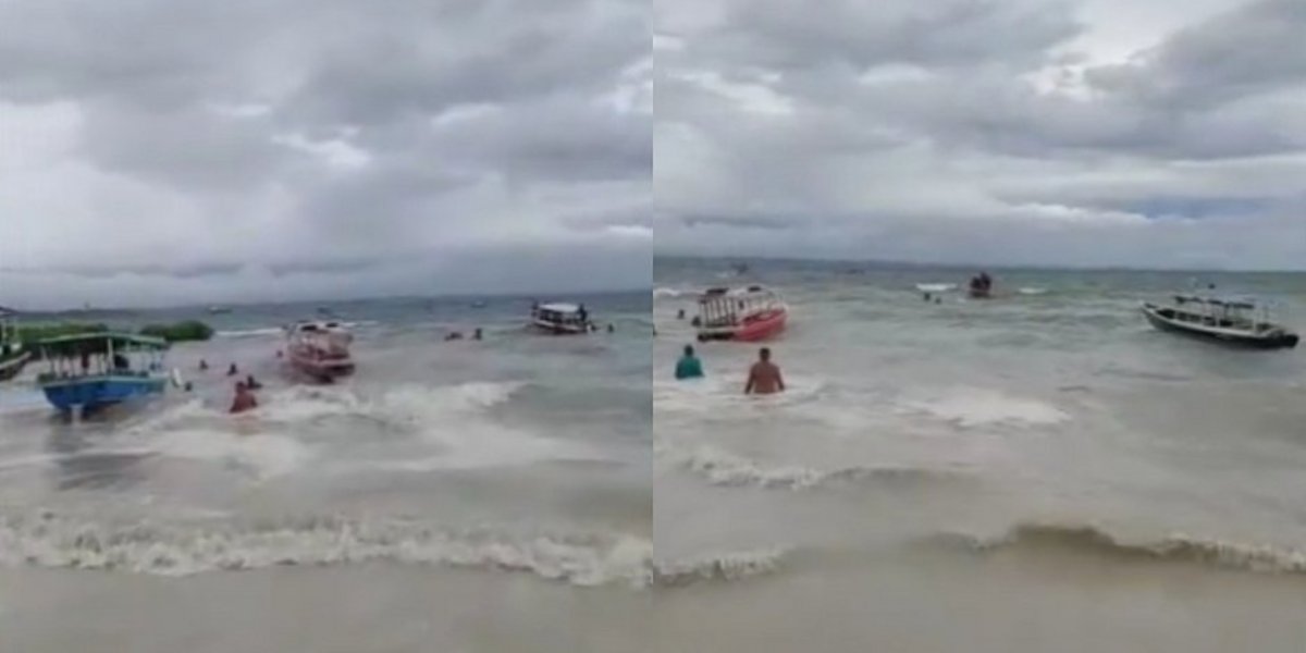Devido ao mau tempo, embarcação vira na Ilha de Maré