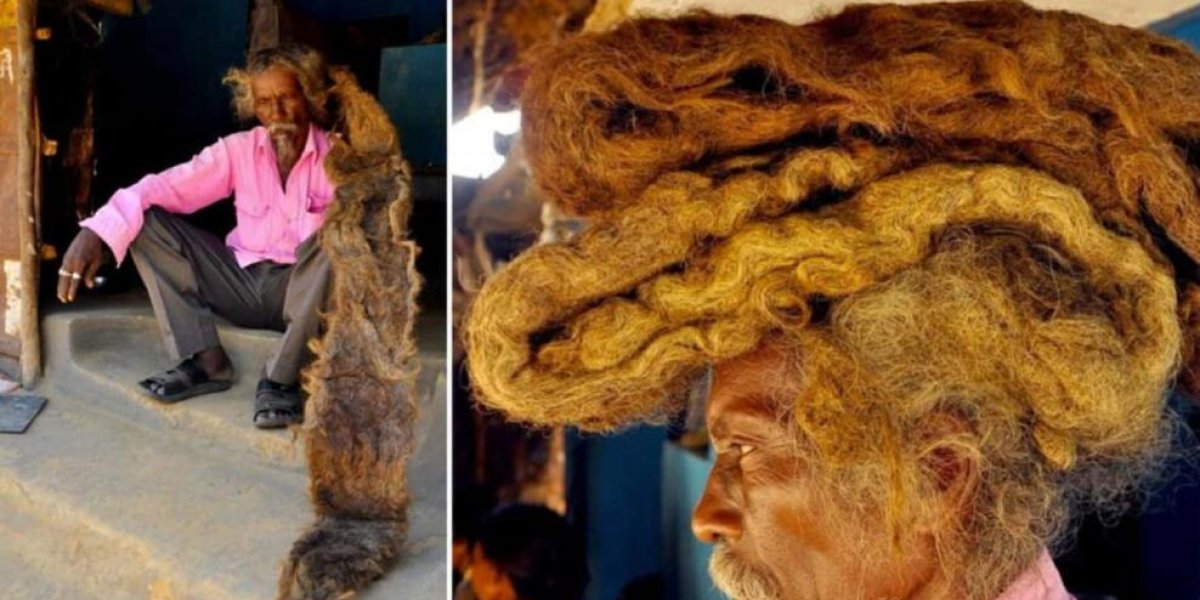 Homem que não lava e corta o cabelo há 40 anos exibe madeixas e choca web