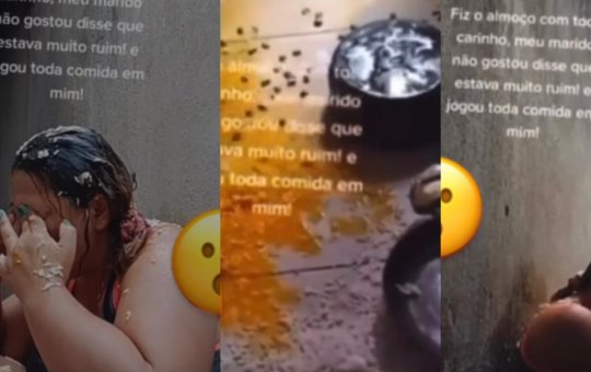 Marido joga almoço na esposa por não gostar da comida; veja o vídeo