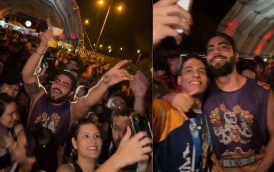 Henrique, da dupla com Juliano, curte festa universitária