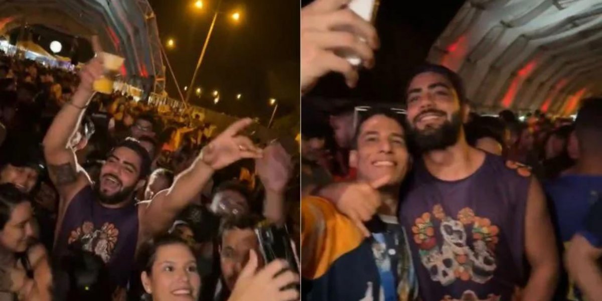 Henrique, da dupla com Juliano, curte festa universitária