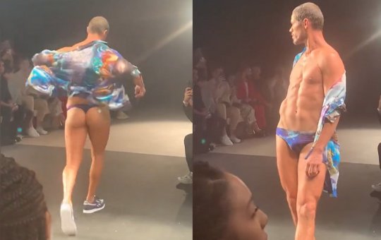 José Loreto desfila de sunga fio-dental na São Paulo Fashion Week; veja