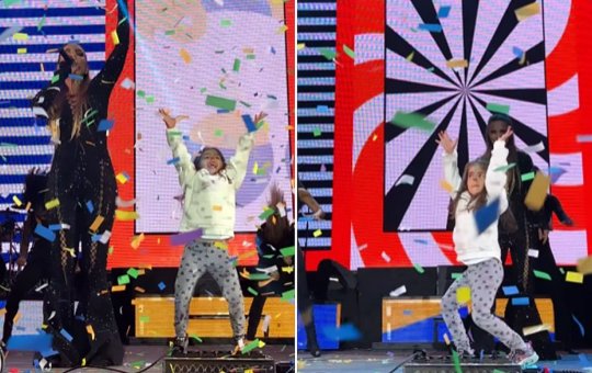 Momento fofura: Filha de Ivete dança no palco durante show em Portugal