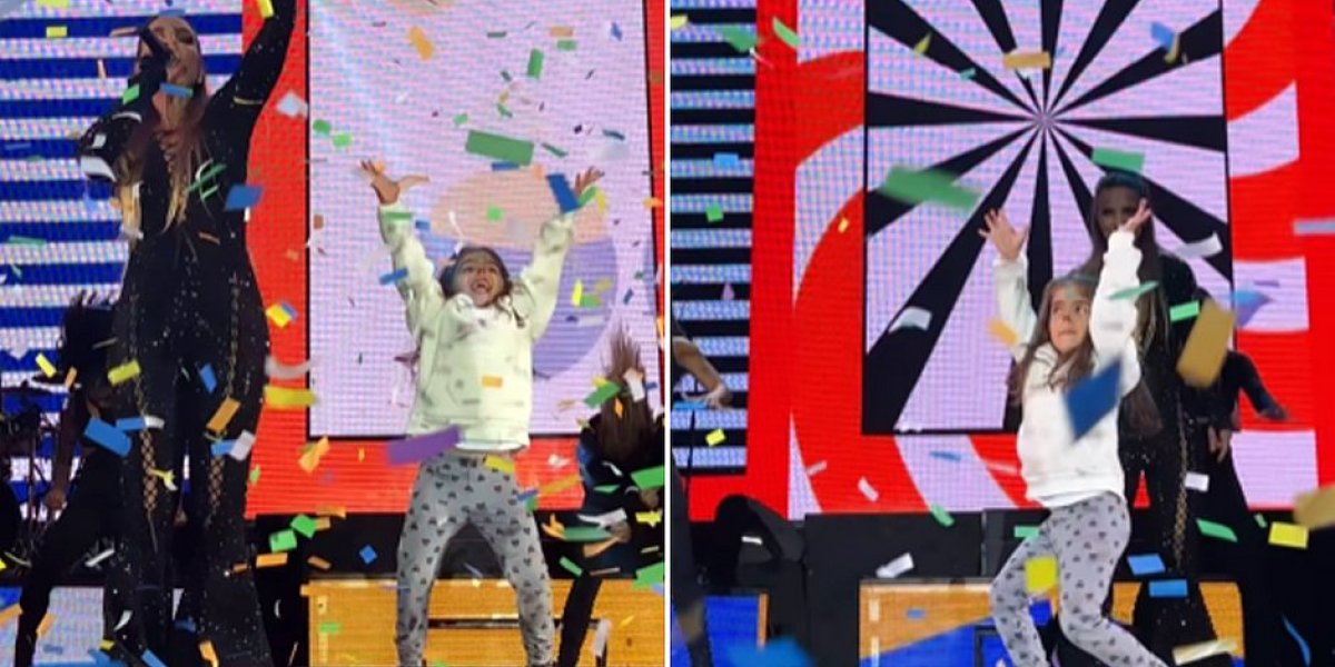 Momento fofura: Filha de Ivete dança no palco durante show em Portugal