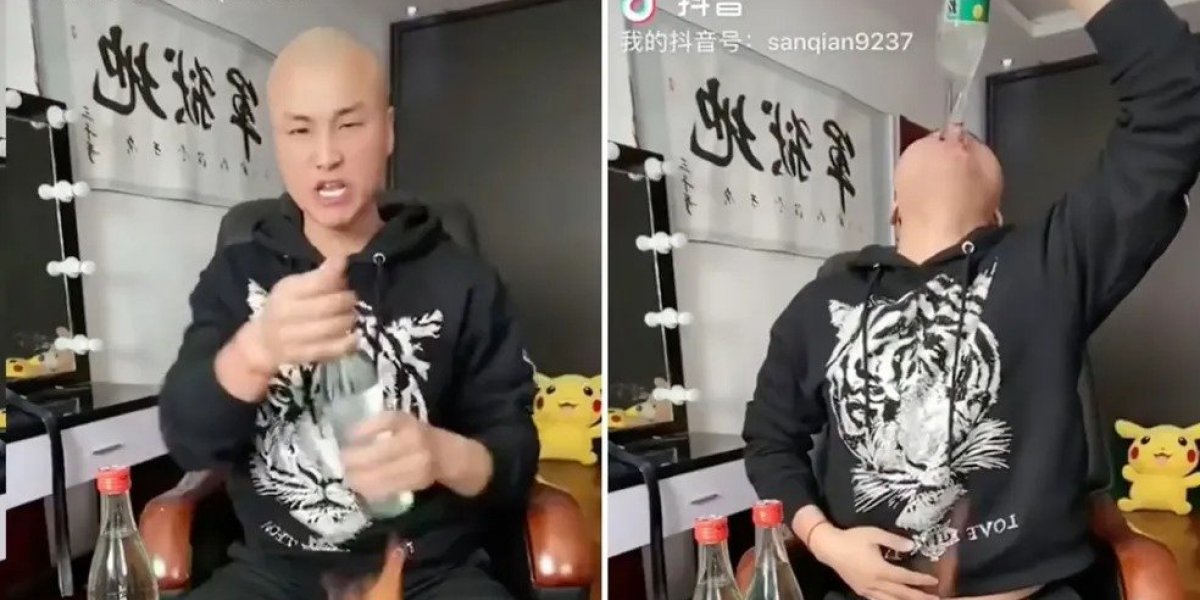 Streamer chinês morre em desafio após beber quatro garrafas de bebida alcoólica