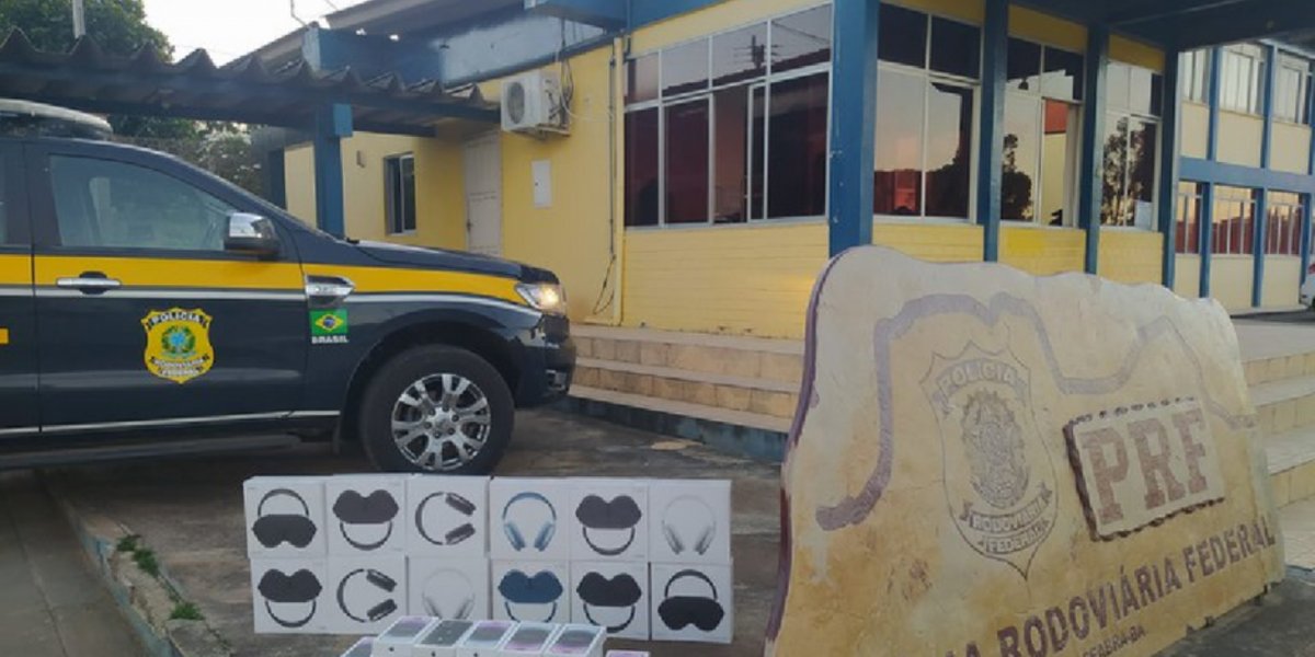 PRF apreende mercadoria de iPhones e AirPods avaliados em R$ 1 milhão na Bahia