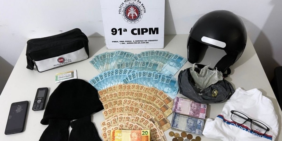 PM recupera R$ 17 mil após prender suspeito de roubar lotérica em Capim Grosso