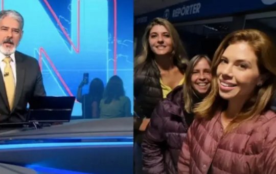 Camila Marinho viraliza ao fazer selfie na abertura do Jornal Nacional