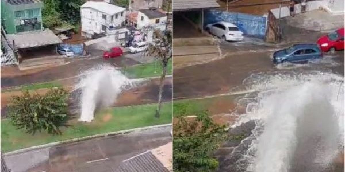 Rompimento de tubulação de água causa alagamento no Vale do Canela