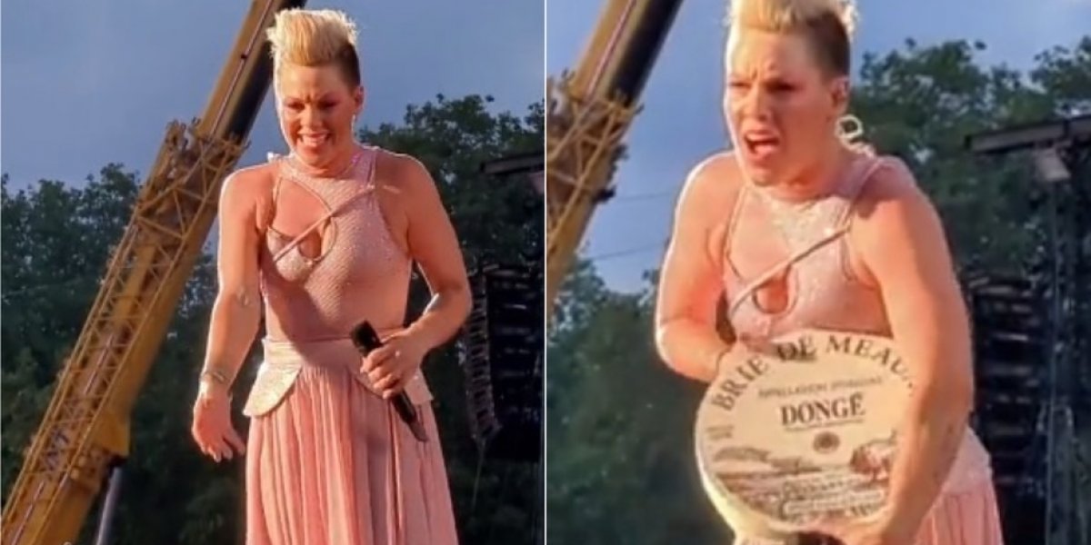 Após fã jogar cinzas da mãe no palco, Pink recebe queijo gigante de presente