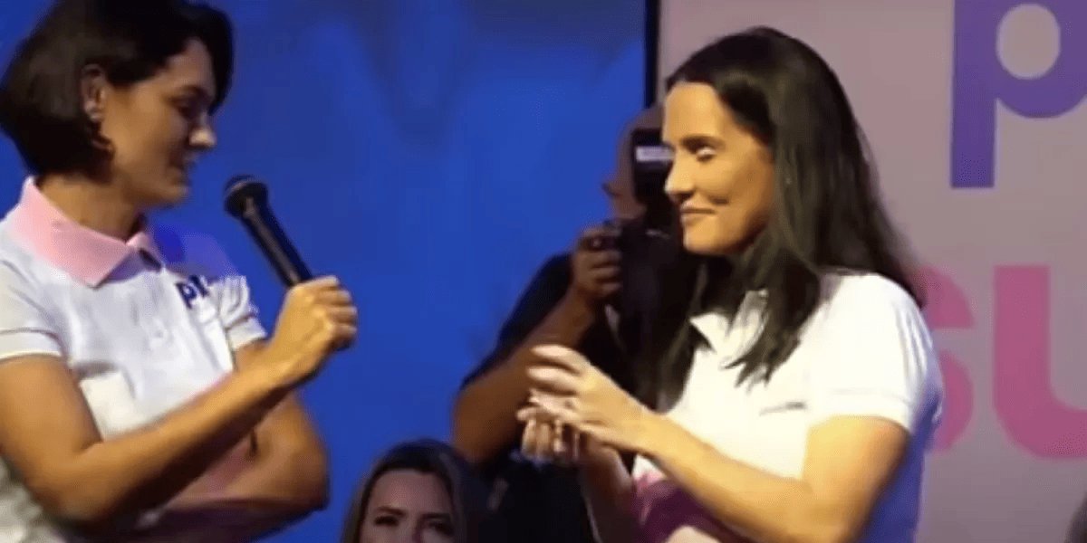 Michelle Bolsonaro pede que deputada retire prótese ocular em evento do PL
