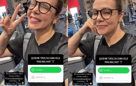 Carla Perez mostra motivação do filho para seguir firme na academia