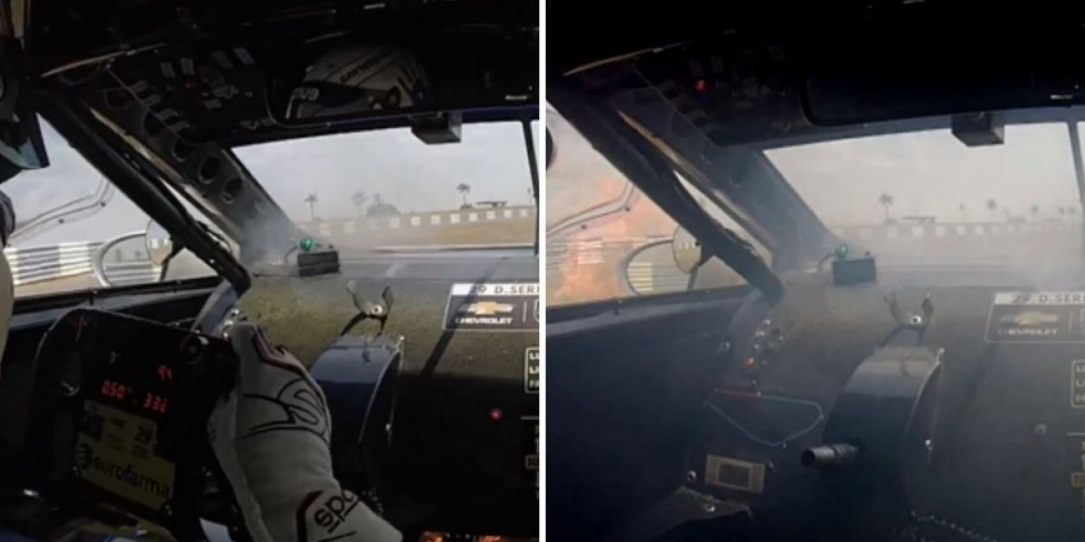 Carro de piloto da Stock Car pega fogo durante treino em Goiânia