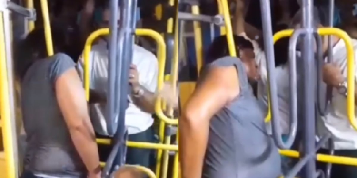 Curioso! Mulher fica com a cabeça presa em catraca dupla de ônibus