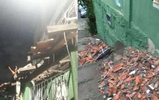 Marquise desaba em telhado de casa no bairro de Daniel Lisboa em Salvador