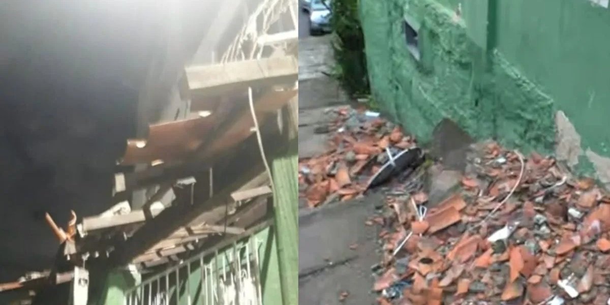 Marquise desaba em telhado de casa no bairro de Daniel Lisboa em Salvador