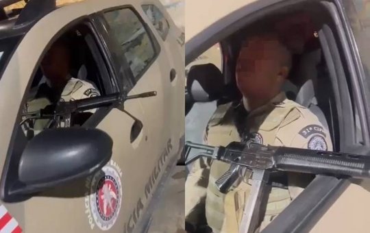 PM ‘tira cochilo’ dentro de viatura e registro circula nas redes