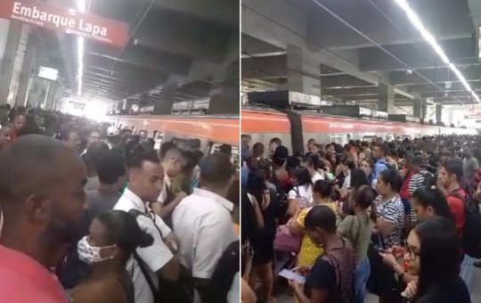Problema em trem da linha 1 do metrô causa aglomeração na Estação Pirajá