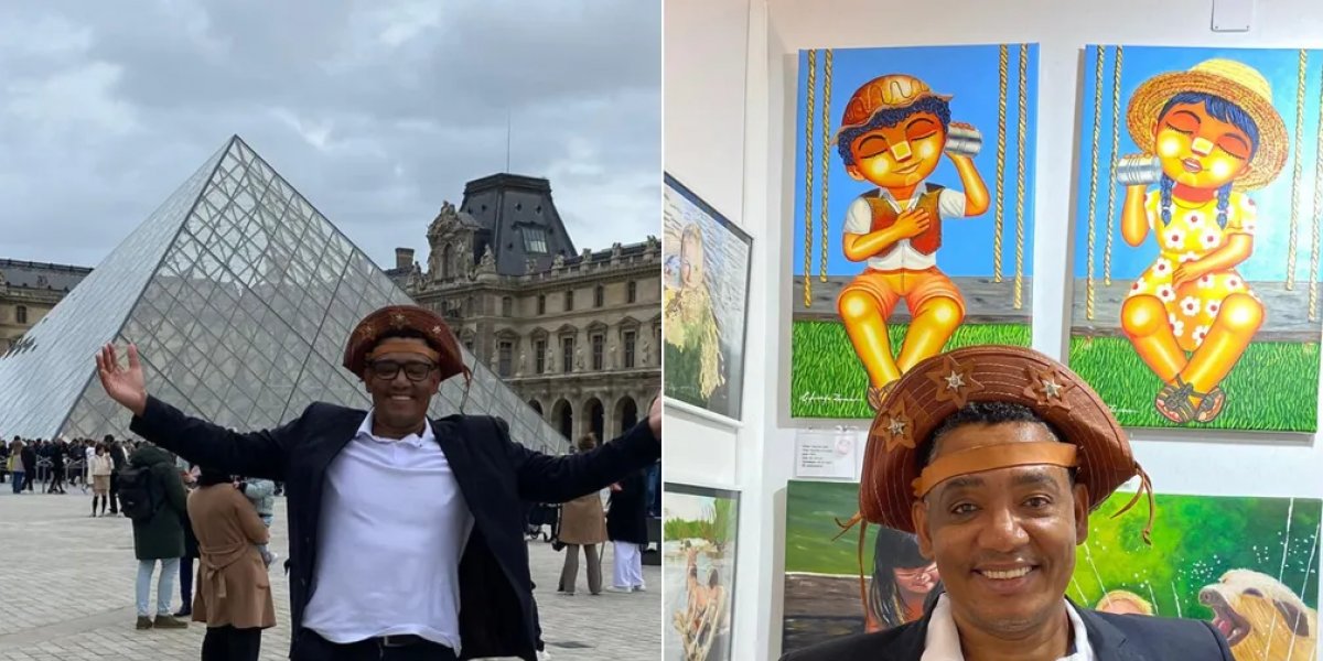 Da Bahia pro mundo: pintor baiano se emociona ao ver sua obra exposta no Louvre