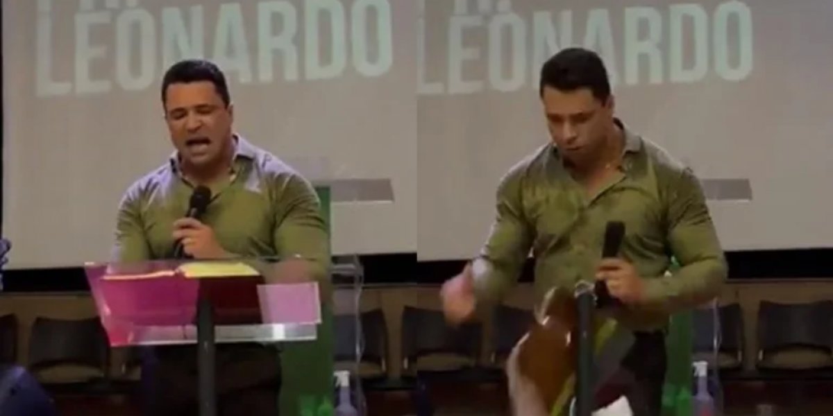 Pastor quebra púlpito de vidro ao falar da admiração de jovens por Virgínia