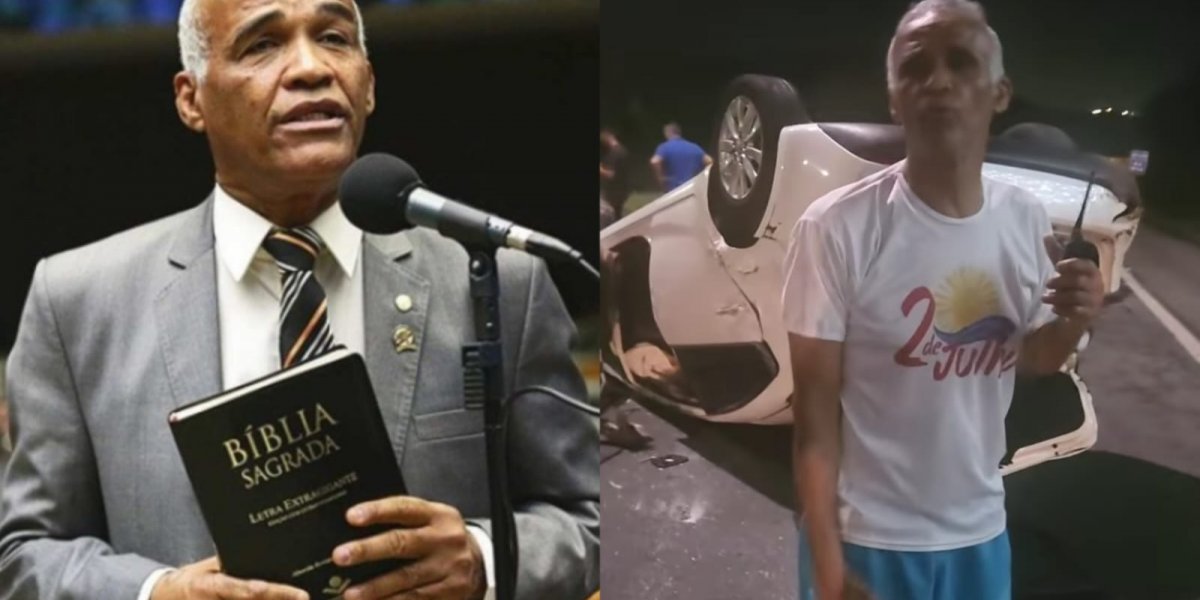 Pastor Sargento Isidório socorre vítima de capotamento em Candeias