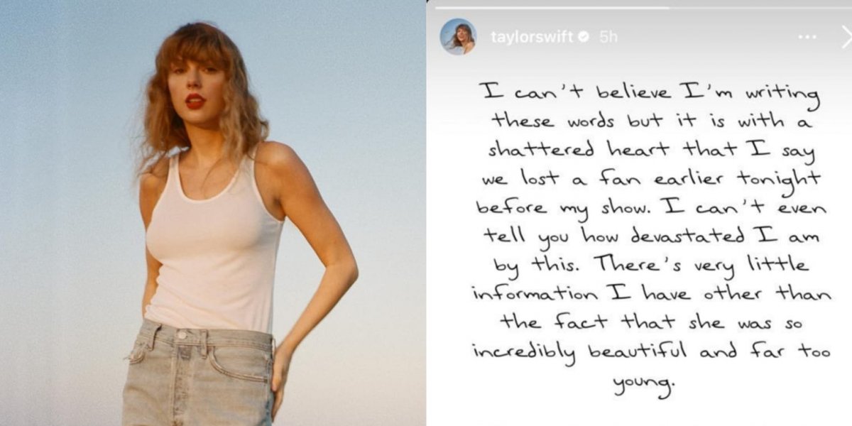 "Estou com o coração partido", diz Taylor Swift ao lamentar morte de fã