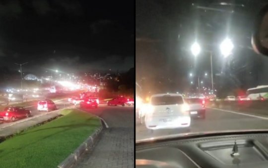 Após relatos de arrastão, trânsito fica congestionado na BR-324