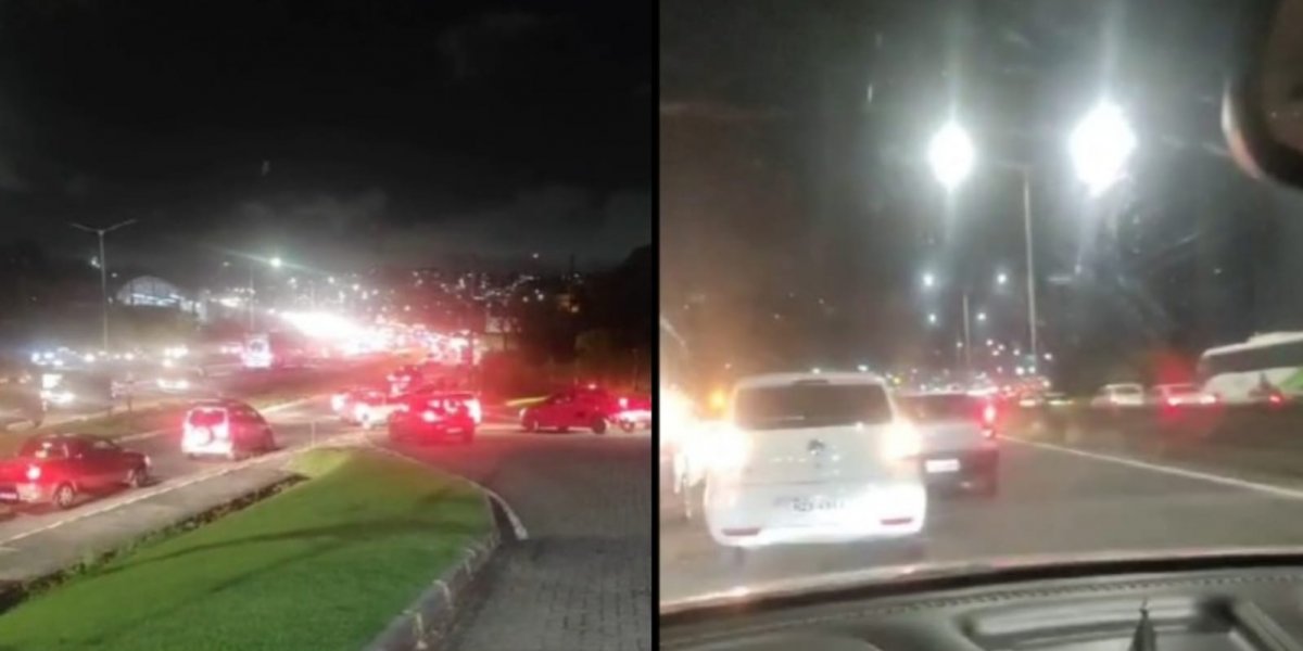 Após relatos de arrastão, trânsito fica congestionado na BR-324