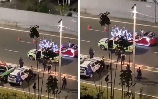 Trenó do Papai Noel é parado em Blitz no Vale do Canela