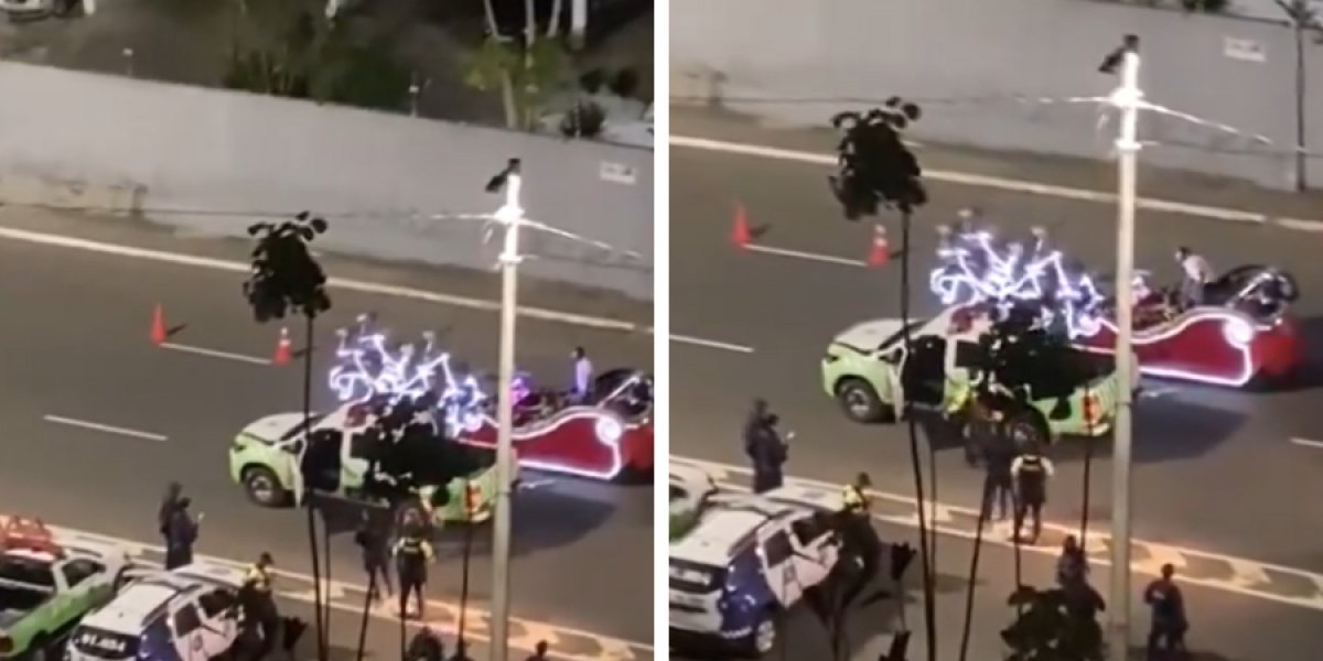 Trenó do Papai Noel é parado em Blitz no Vale do Canela