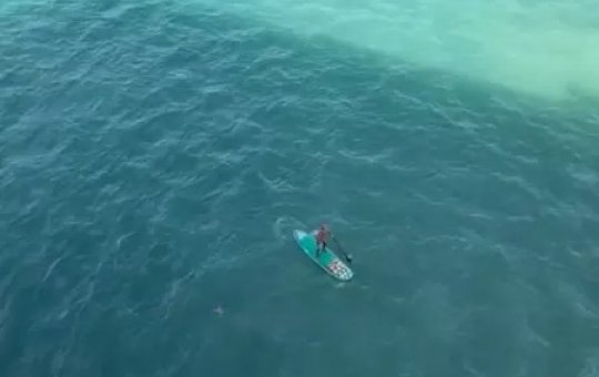 Homem rema com prancha de stand up até cruzeiro de Neymar em Búzios