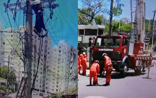 Suspeito de furtar fios no bairro do Candeal fica preso em poste
