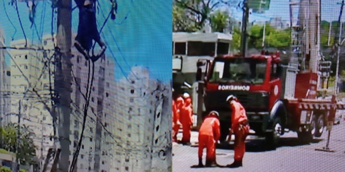 Suspeito de furtar fios no bairro do Candeal fica preso em poste