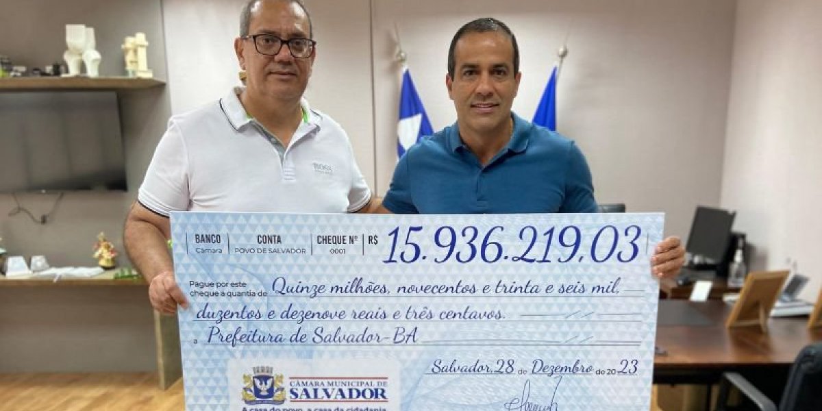 Câmara devolve quase R$ 16 milhões para a prefeitura do repasse legislativo