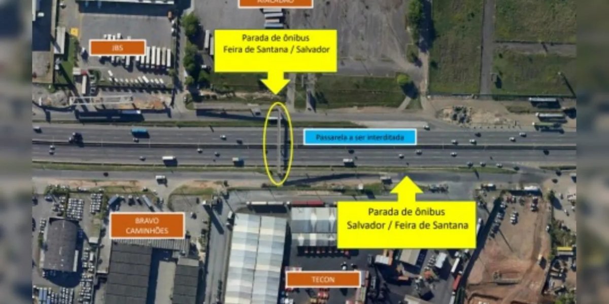 A partir desta quinta-feira, passarela será interditada na BR-324