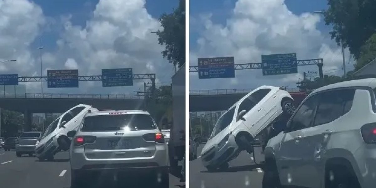 Carro cai de guincho e deixa trânsito travado na Avenida Paralela